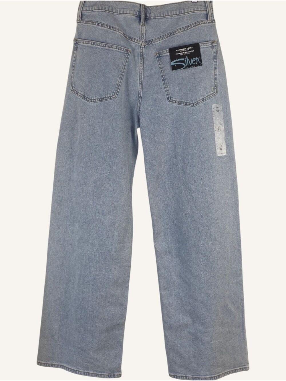 Silver Jeans Pleated High Rise Wide Leg Trouser Jeans 27x32 NWT Del Mar - Picture 2 of 7